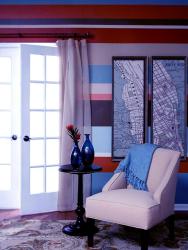 Colorful horizontal paint stripes  pattern in room Wardobe with colourful mica