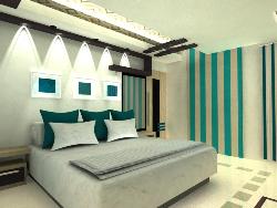 Modern Interior design for Bedroom including Ceiling, flooring and Furnishing. Interior Design Photos