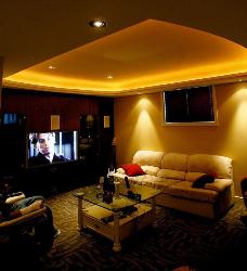 Home Theater in Basement 40x40 commercial with basement