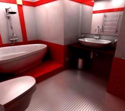 bathroom in red and white Interior Design Photos
