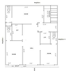 First Floor map of  6 Floor building Map for plot 50ã—44