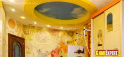 colorful innovative  ceiling design for kids room Wardobe with colourful mica