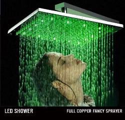 16" Stainless Steel Square Rainfall Led Shower Head  Stair
