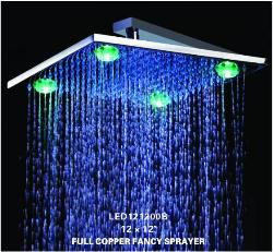 12" Chrome Solid Brass Square Led Shower Head  In 12ã—12