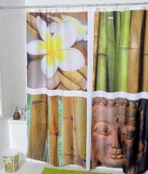Eastern Bamboo Joss Fabric Shower Curtain Interior Design Photos