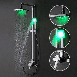 Single Handle Wall Mount Rain Shower Faucet with Led Shower Head Faucets