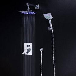 Wall-Mount LED Shower Faucet With 8" LED Rainfall Showerhead AL-05  led sitting with show disging
