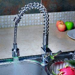 Single Handle Chrome LED Pull Out Kitchen Faucet for Vanity Sink Interior Design Photos