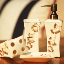 Ginkgo Leaf Design Ceramic Bath Accessory Sets  Interior Design Photos