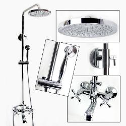 Luxury wall mounted two handle rainfall shower faucet set  Interior Design Photos