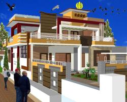 3d view 4000 sq. feet all Indian style of 1500 sq foot area