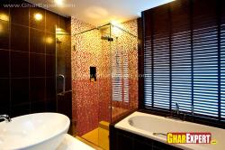 Corner shower enclosure for full featured bathroom Interior Design Photos