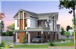 G 1 3d front elevation with car parking and balconies and slanted roof Design for open balcony