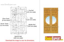wooden long length door with circular glass insert Show 19fit wide 57fit length