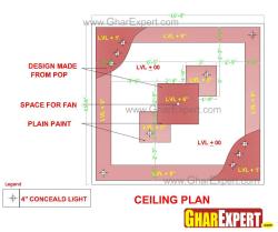 POP false ceiling design for 17 ft by 16 ft room 65 x 18 ft west facing