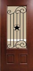 wooden door design with iron grill insert in half Elevatio without grill