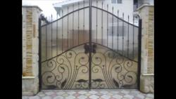Main gate design in steel with fiber sheet for safety  of  front gate