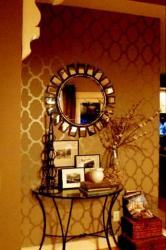 glossy paint pattern behind decorative mirror Interior Design Photos