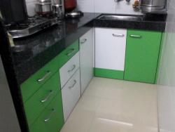 kitchen cabinet in green color Interior Design Photos
