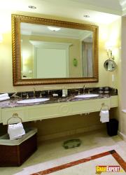 Antique mirror over the bathroom sinks in modern bathroom Interior Design Photos