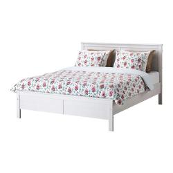 Simple white colored double bed design Interior Design Photos
