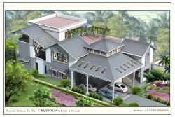 Top view of the residential house elevation in 3D Interior Design Photos