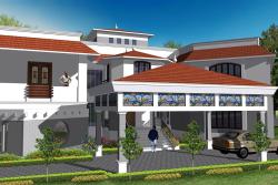 Coastal style exterior elevation design for villa Indian villa