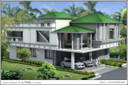 Slanted roof exterior elevation design for coastal areas High roof 