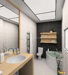 Wooden Shelves in Bathroom Interior Design Photos