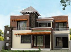 Exterior elevation design for 2 story residence  of 3 stories