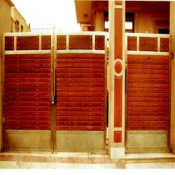 stainless steel door with horizontal strips additional  security door Image of fanci jali doors