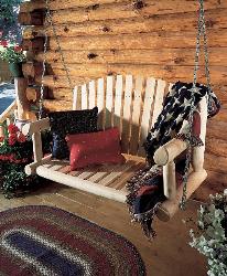 Rustic Porch Swing Porch with round colam