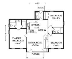 3BHK floor plan with rear and front porch 12x16 porch