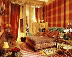 curtains for bedroom with yellow and red shades Interior Design Photos