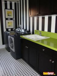 Laundry room walls painted in strips Interior Design Photos