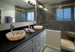 Bathroom with Double Sink  Double story elevasion kothi