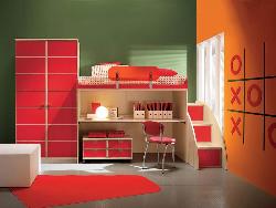 Orange Themed Kids Room Interior Design Photos
