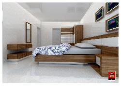 Simple bedroom interior Cei on marble