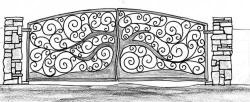 free hand drawing of a artistic door design Hand rails