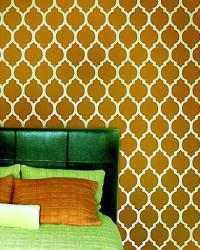 stencil wall painting pattern for bedroom Interior Design Photos