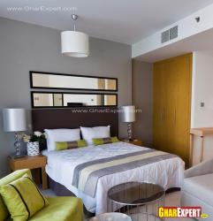 Simple modern bed design with side lamps Lamp