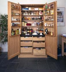 Wooden Pantry with Doors Open kitchan in common