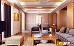 wooden partition cladding skirting in living room Interior Design Photos