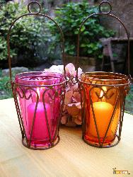 Colorful Glass Lanterns in Garden Interior Design Photos
