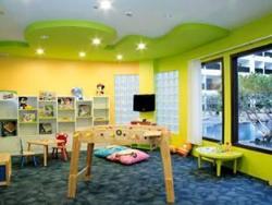 Ceiling design for green kids play area Square play yards