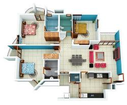 3D Plan 3bhk indian style