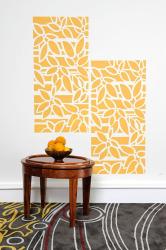 wall stencil flower pattern in orange Interior Design Photos