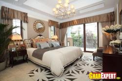 master bedroom with large space and brown walles Brown