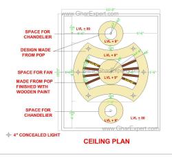 False ceiling in POP with wooden planks effect  of false ceilling
