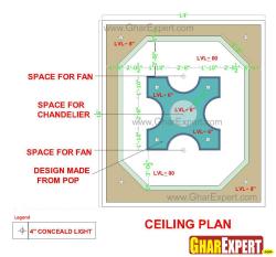 False ceiling design for the room size 16 ft by 14 ft. 16×16